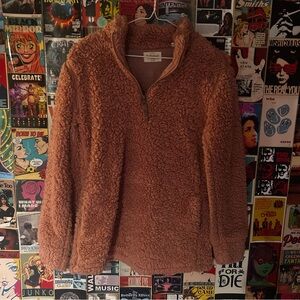 Dusty Pink Cozy Sherpa Quarterzip Jacket